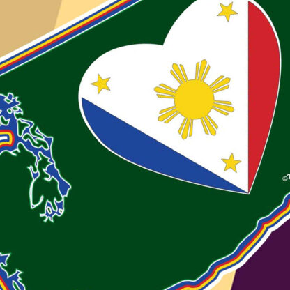 Digital painting printed on canvas. Filipino heart on Washington state.